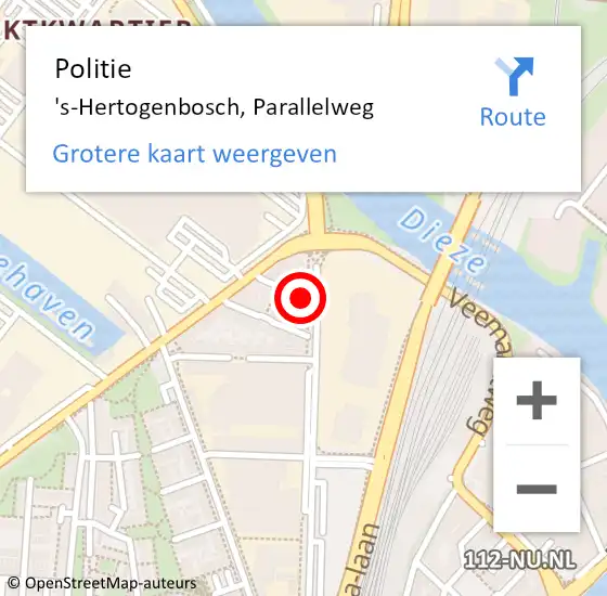 Locatie op kaart van de 112 melding: Politie 's-Hertogenbosch, Parallelweg op 23 juli 2021 07:57