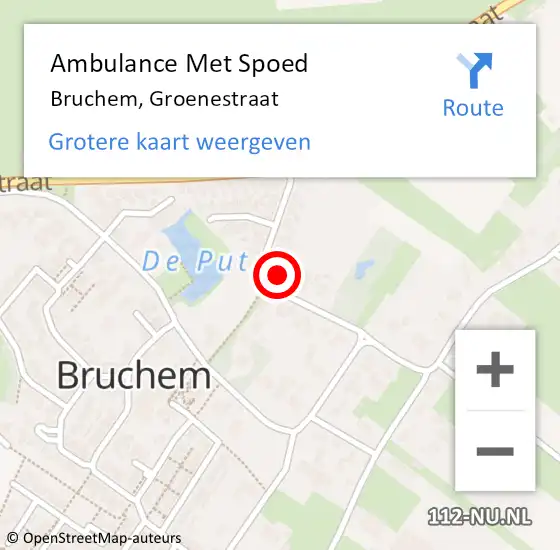 Locatie op kaart van de 112 melding: Ambulance Met Spoed Naar Bruchem, Groenestraat op 23 juli 2021 10:48