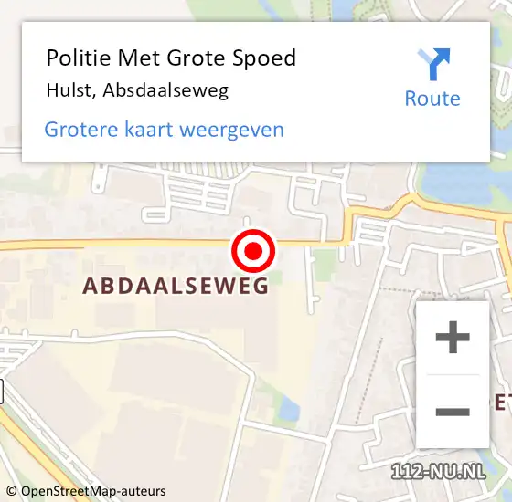 Locatie op kaart van de 112 melding: Politie Met Grote Spoed Naar Hulst, Absdaalseweg op 23 juli 2021 14:25