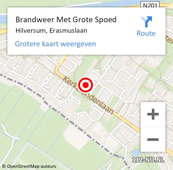 Locatie op kaart van de 112 melding: Brandweer Met Grote Spoed Naar Hilversum, Erasmuslaan op 23 juli 2021 19:26