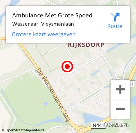 Locatie op kaart van de 112 melding: Ambulance Met Grote Spoed Naar Wassenaar, Vleysmanlaan op 23 juli 2021 22:18