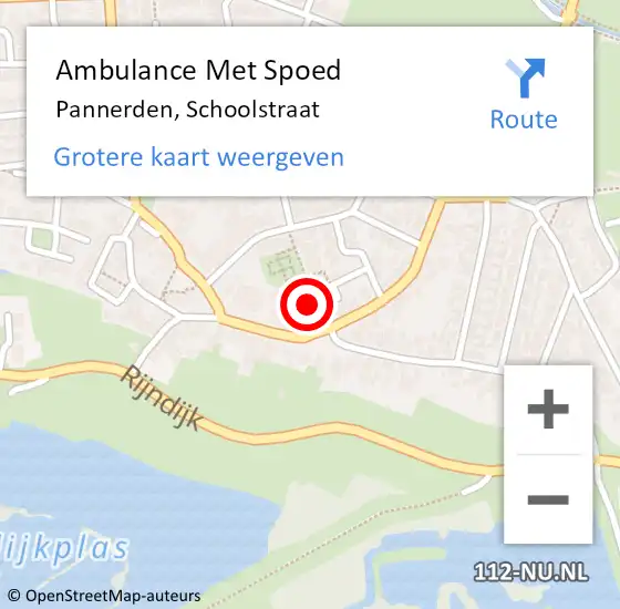 Locatie op kaart van de 112 melding: Ambulance Met Spoed Naar Pannerden, Schoolstraat op 24 juli 2021 01:56