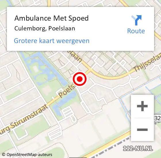 Locatie op kaart van de 112 melding: Ambulance Met Spoed Naar Culemborg, Poelslaan op 24 juli 2021 03:21