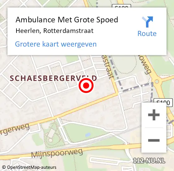 Locatie op kaart van de 112 melding: Ambulance Met Grote Spoed Naar Heerlen, Rotterdamstraat op 17 juni 2014 14:06