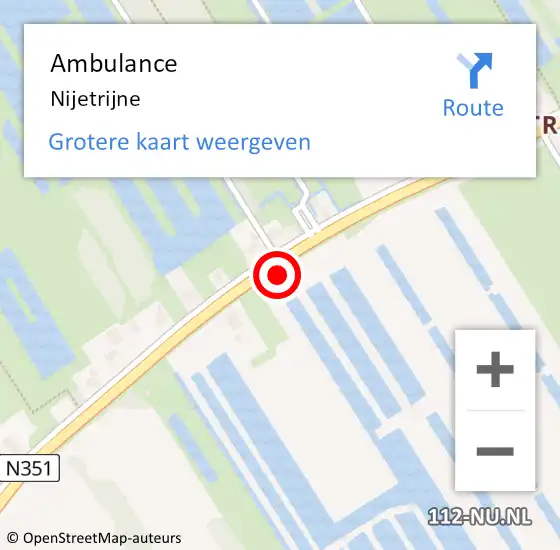 Locatie op kaart van de 112 melding: Ambulance Nijetrijne op 24 juli 2021 11:08