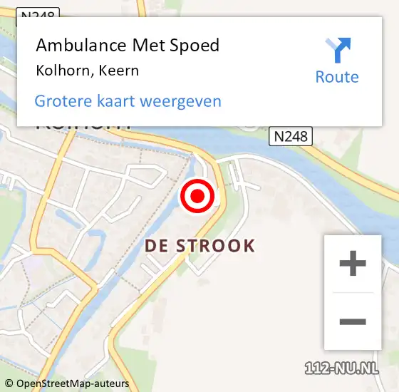 Locatie op kaart van de 112 melding: Ambulance Met Spoed Naar Kolhorn, Keern op 24 juli 2021 11:18