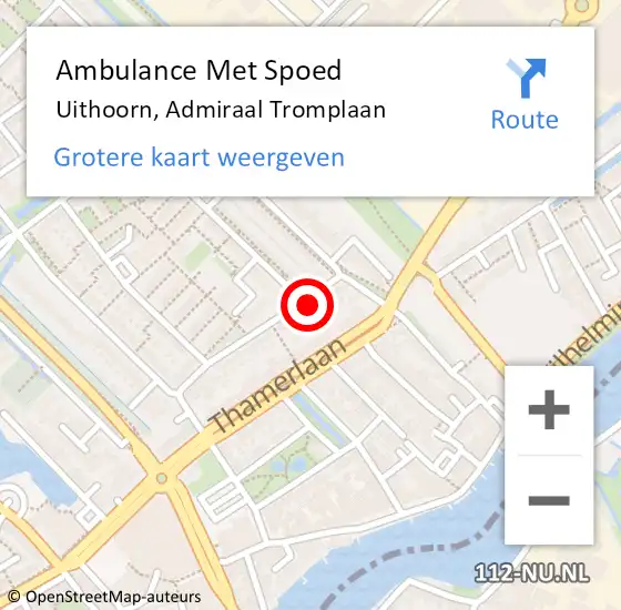 Locatie op kaart van de 112 melding: Ambulance Met Spoed Naar Uithoorn, Admiraal Tromplaan op 24 juli 2021 11:35