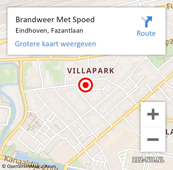 Locatie op kaart van de 112 melding: Brandweer Met Spoed Naar Eindhoven, Fazantlaan op 24 juli 2021 11:45