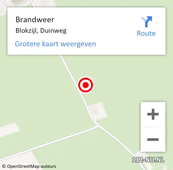 Locatie op kaart van de 112 melding: Brandweer Blokzijl, Duinweg op 24 juli 2021 14:53