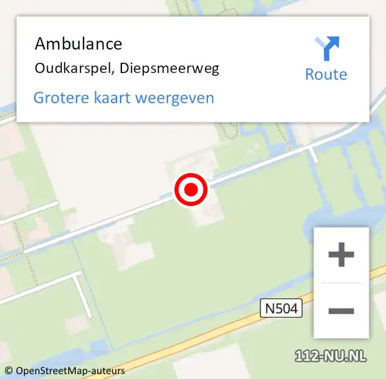 Locatie op kaart van de 112 melding: Ambulance Oudkarspel, Diepsmeerweg op 24 juli 2021 15:41