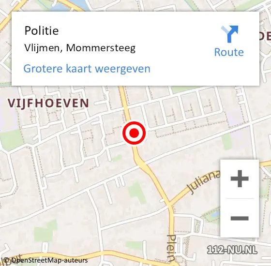 Locatie op kaart van de 112 melding: Politie Vlijmen, Mommersteeg op 24 juli 2021 21:57