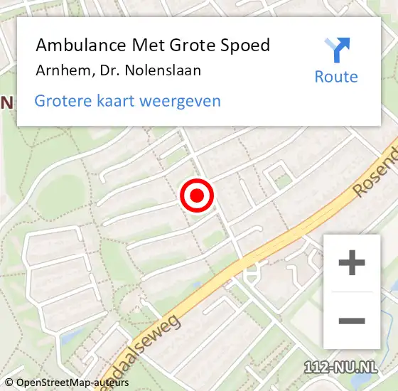 Locatie op kaart van de 112 melding: Ambulance Met Grote Spoed Naar Arnhem, Dr. Nolenslaan op 24 juli 2021 23:39