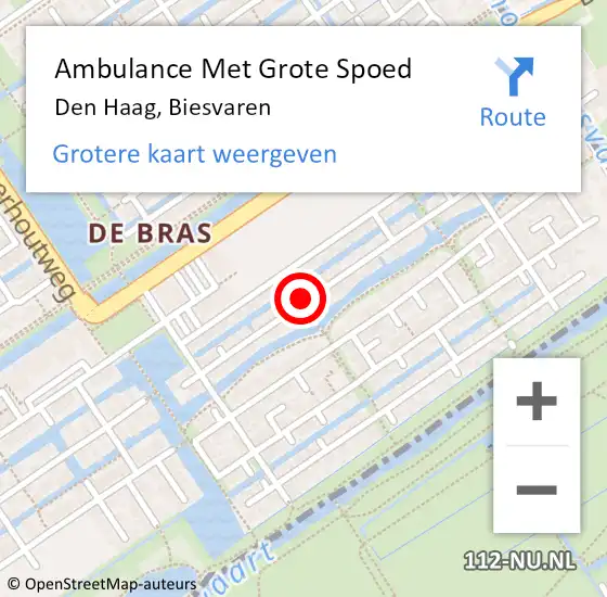 Locatie op kaart van de 112 melding: Ambulance Met Grote Spoed Naar Den Haag, Biesvaren op 25 juli 2021 02:26