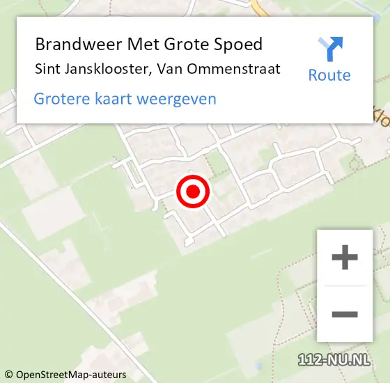 Locatie op kaart van de 112 melding: Brandweer Met Grote Spoed Naar Sint Jansklooster, Van Ommenstraat op 25 juli 2021 05:29
