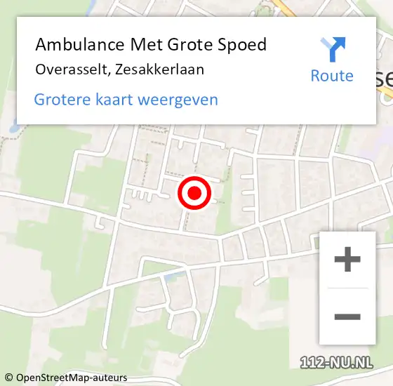 Locatie op kaart van de 112 melding: Ambulance Met Grote Spoed Naar Overasselt, Zesakkerlaan op 25 juli 2021 06:38