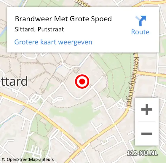 Locatie op kaart van de 112 melding: Brandweer Met Grote Spoed Naar Sittard, Putstraat op 25 juli 2021 10:35