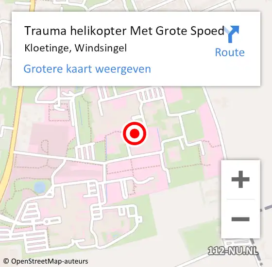 Locatie op kaart van de 112 melding: Trauma helikopter Met Grote Spoed Naar Kloetinge, Windsingel op 25 juli 2021 14:35