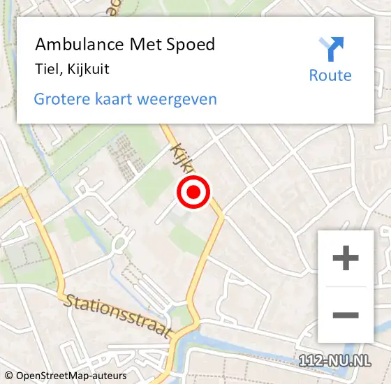 Locatie op kaart van de 112 melding: Ambulance Met Spoed Naar Tiel, Kijkuit op 25 juli 2021 15:40