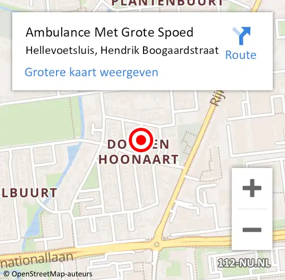 Locatie op kaart van de 112 melding: Ambulance Met Grote Spoed Naar Hellevoetsluis, Hendrik Boogaardstraat op 25 juli 2021 18:05