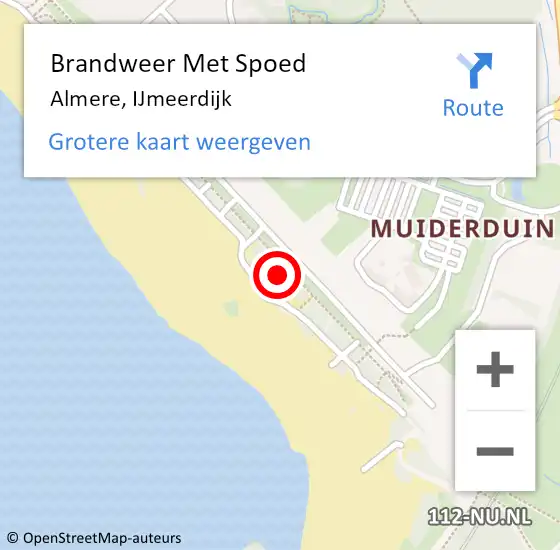 Locatie op kaart van de 112 melding: Brandweer Met Spoed Naar Almere, IJmeerdijk op 25 juli 2021 21:16