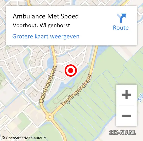 Locatie op kaart van de 112 melding: Ambulance Met Spoed Naar Voorhout, Wilgenhorst op 25 juli 2021 22:36