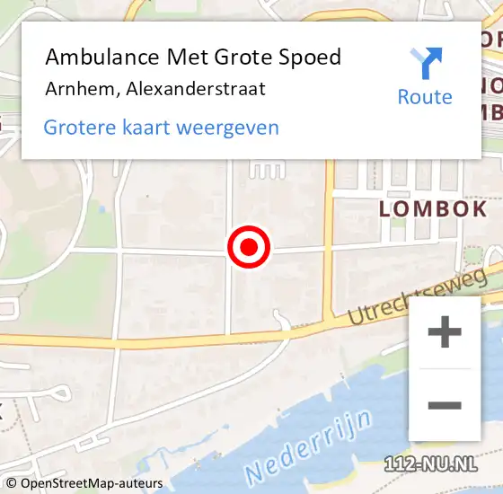 Locatie op kaart van de 112 melding: Ambulance Met Grote Spoed Naar Arnhem, Alexanderstraat op 26 juli 2021 00:48