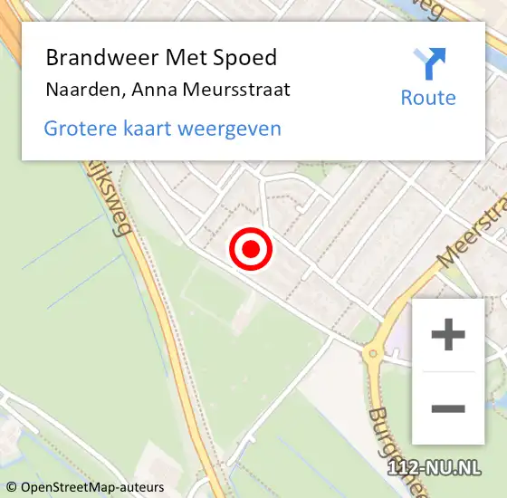 Locatie op kaart van de 112 melding: Brandweer Met Spoed Naar Naarden, Anna Meursstraat op 26 juli 2021 00:56