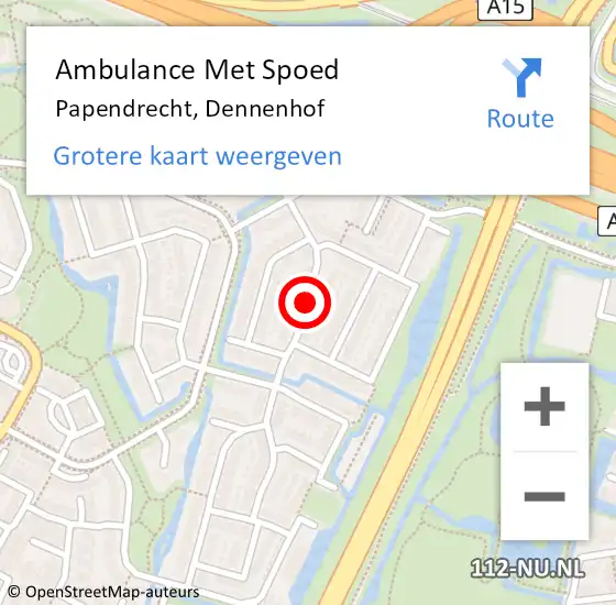 Locatie op kaart van de 112 melding: Ambulance Met Spoed Naar Papendrecht, Dennenhof op 26 juli 2021 05:40