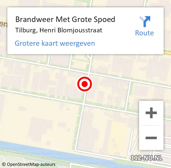 Locatie op kaart van de 112 melding: Brandweer Met Grote Spoed Naar Tilburg, Henri Blomjousstraat op 26 juli 2021 07:34