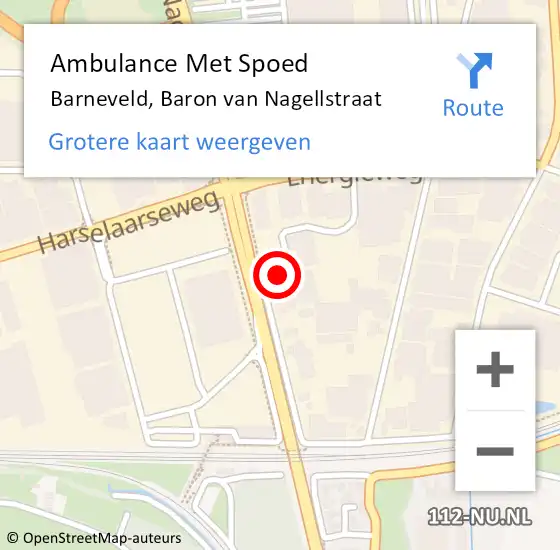 Locatie op kaart van de 112 melding: Ambulance Met Spoed Naar Barneveld, Baron van Nagellstraat op 26 juli 2021 09:27