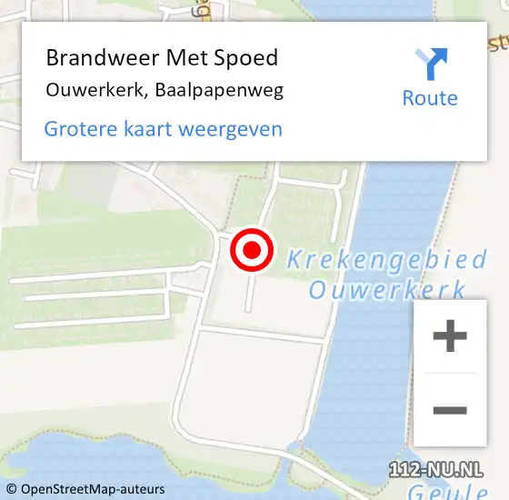 Locatie op kaart van de 112 melding: Brandweer Met Spoed Naar Ouwerkerk, Baalpapenweg op 26 juli 2021 11:39