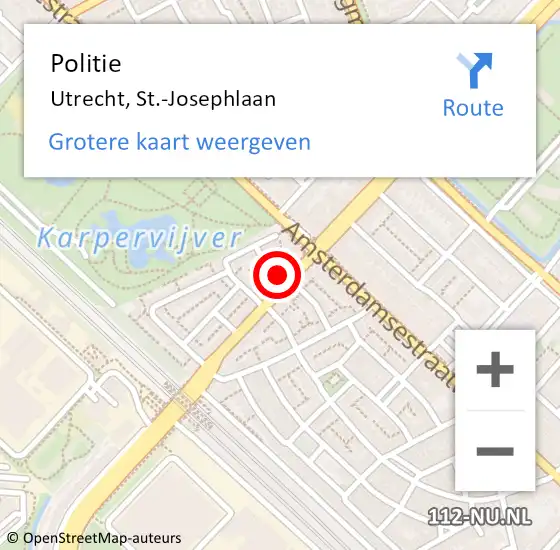 Locatie op kaart van de 112 melding: Politie Utrecht, St.-Josephlaan op 26 juli 2021 13:24