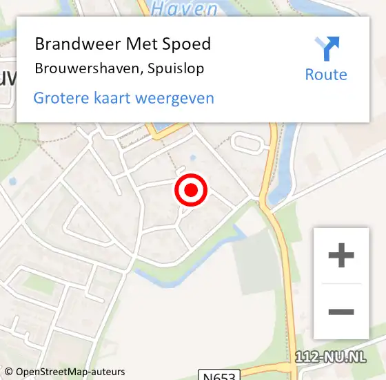 Locatie op kaart van de 112 melding: Brandweer Met Spoed Naar Brouwershaven, Spuislop op 26 juli 2021 13:40
