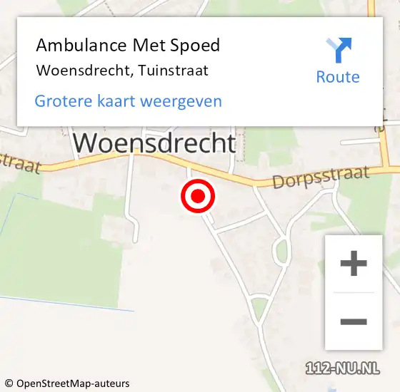 Locatie op kaart van de 112 melding: Ambulance Met Spoed Naar Woensdrecht, Tuinstraat op 17 juni 2014 18:34