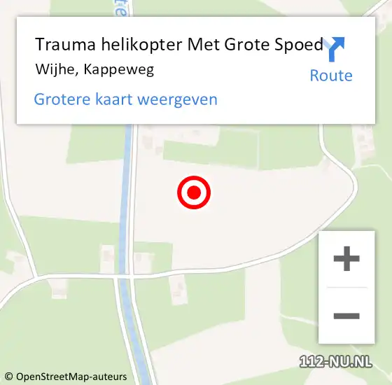 Locatie op kaart van de 112 melding: Trauma helikopter Met Grote Spoed Naar Wijhe, Kappeweg op 26 juli 2021 18:00