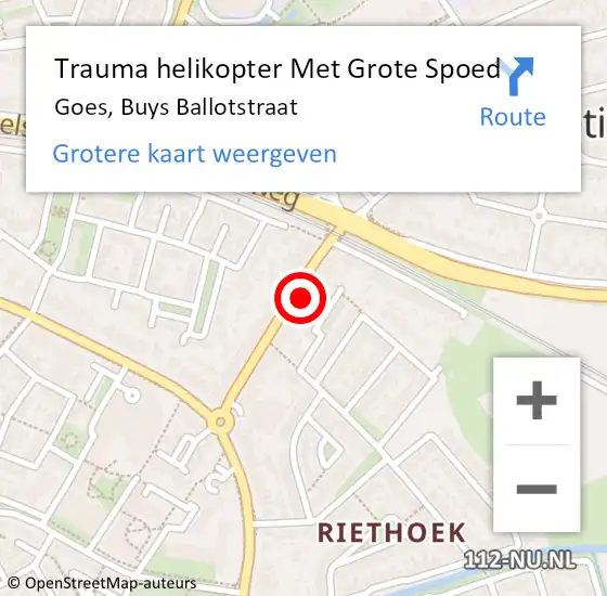 Locatie op kaart van de 112 melding: Trauma helikopter Met Grote Spoed Naar Goes, Buys Ballotstraat op 26 juli 2021 18:08