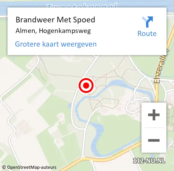 Locatie op kaart van de 112 melding: Brandweer Met Spoed Naar Almen, Hogenkampsweg op 27 juli 2021 03:22