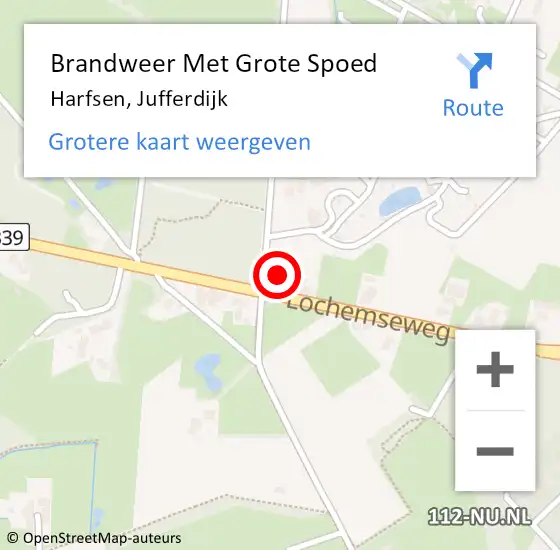 Locatie op kaart van de 112 melding: Brandweer Met Grote Spoed Naar Harfsen, Jufferdijk op 27 juli 2021 12:15
