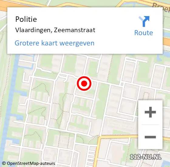 Locatie op kaart van de 112 melding: Politie Vlaardingen, Zeemanstraat op 27 juli 2021 12:32