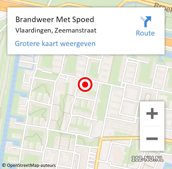 Locatie op kaart van de 112 melding: Brandweer Met Spoed Naar Vlaardingen, Zeemanstraat op 27 juli 2021 12:33