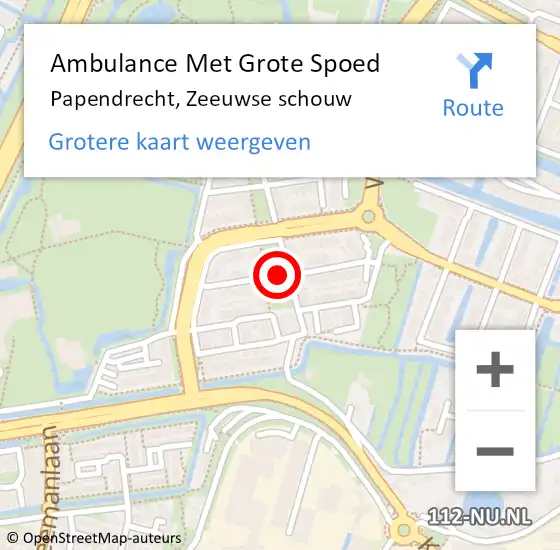 Locatie op kaart van de 112 melding: Ambulance Met Grote Spoed Naar Papendrecht, Zeeuwse schouw op 27 juli 2021 12:43