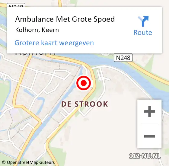 Locatie op kaart van de 112 melding: Ambulance Met Grote Spoed Naar Kolhorn, Keern op 27 juli 2021 14:38