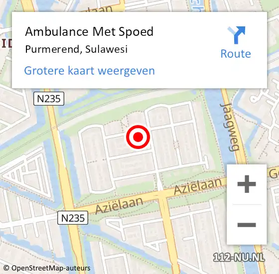 Locatie op kaart van de 112 melding: Ambulance Met Spoed Naar Purmerend, Sulawesi op 27 juli 2021 14:47