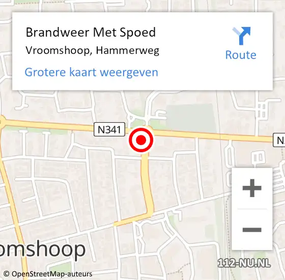 Locatie op kaart van de 112 melding: Brandweer Met Spoed Naar Vroomshoop, Hammerweg op 27 juli 2021 15:06