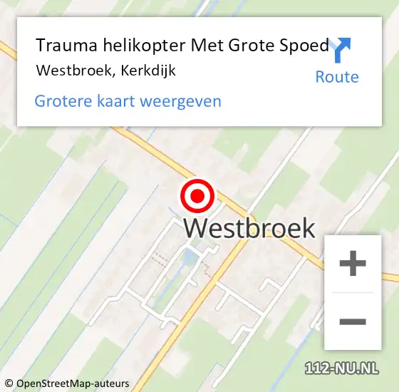 Locatie op kaart van de 112 melding: Trauma helikopter Met Grote Spoed Naar Westbroek, Kerkdijk op 27 juli 2021 15:44