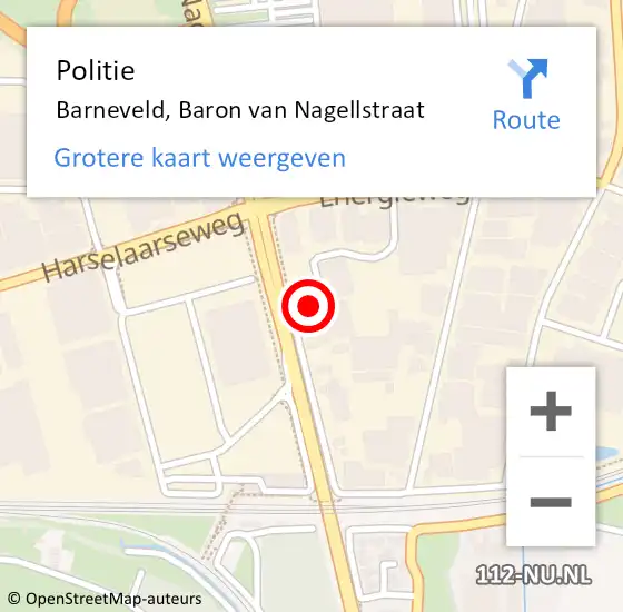 Locatie op kaart van de 112 melding: Politie Barneveld, Baron van Nagellstraat op 27 juli 2021 16:34