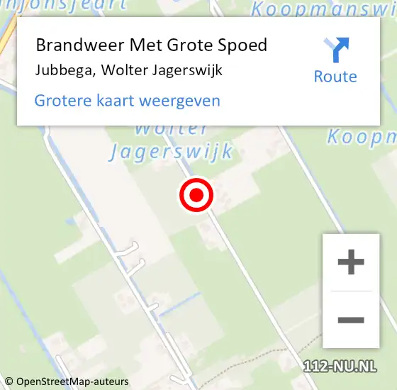 Locatie op kaart van de 112 melding: Brandweer Met Grote Spoed Naar Jubbega, Wolter Jagerswijk op 27 juli 2021 21:06