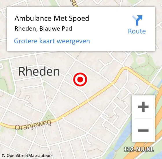 Locatie op kaart van de 112 melding: Ambulance Met Spoed Naar Rheden, Blauwe Pad op 28 juli 2021 08:25