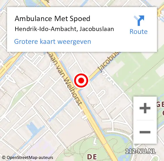 Locatie op kaart van de 112 melding: Ambulance Met Spoed Naar Hendrik-Ido-Ambacht, Jacobuslaan op 28 juli 2021 10:21