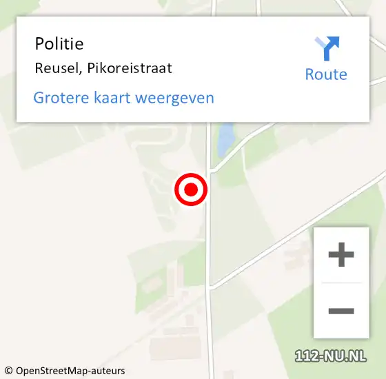 Locatie op kaart van de 112 melding: Politie Reusel, Pikoreistraat op 28 juli 2021 10:29
